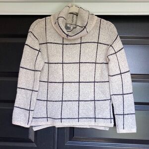 Madewell Grid Sweater Cozy Cream with Black Turtleneck Women’s XS